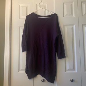 Purple asymmetrical purple tunic. Covers butt and is comfy!